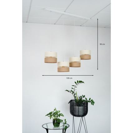 Brilagi - Candelabru suspendat pe cablu ROYAL YUTE 4xE27/15W/230V bej/crem/alb