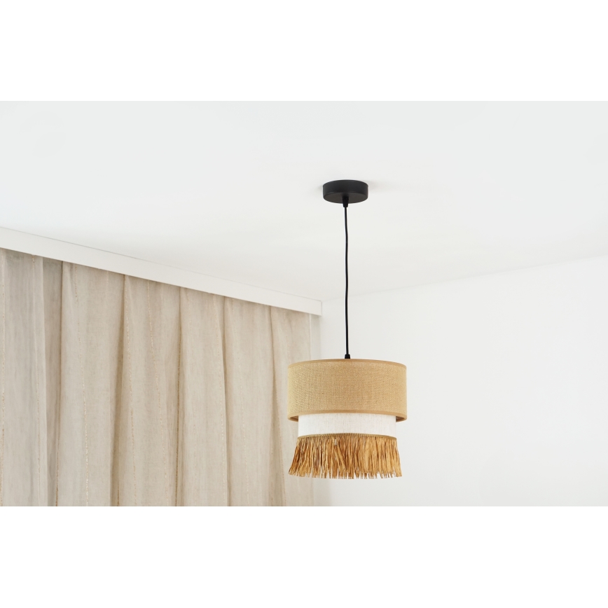 Brilagi - Candelabru suspendat pe cablu WINNETOU BOHO 1xE27/15W/230V diametru 25 cm maro/crem