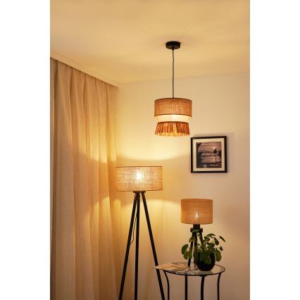 Brilagi - Candelabru suspendat pe cablu WINNETOU BOHO 1xE27/15W/230V diametru 25 cm maro/crem