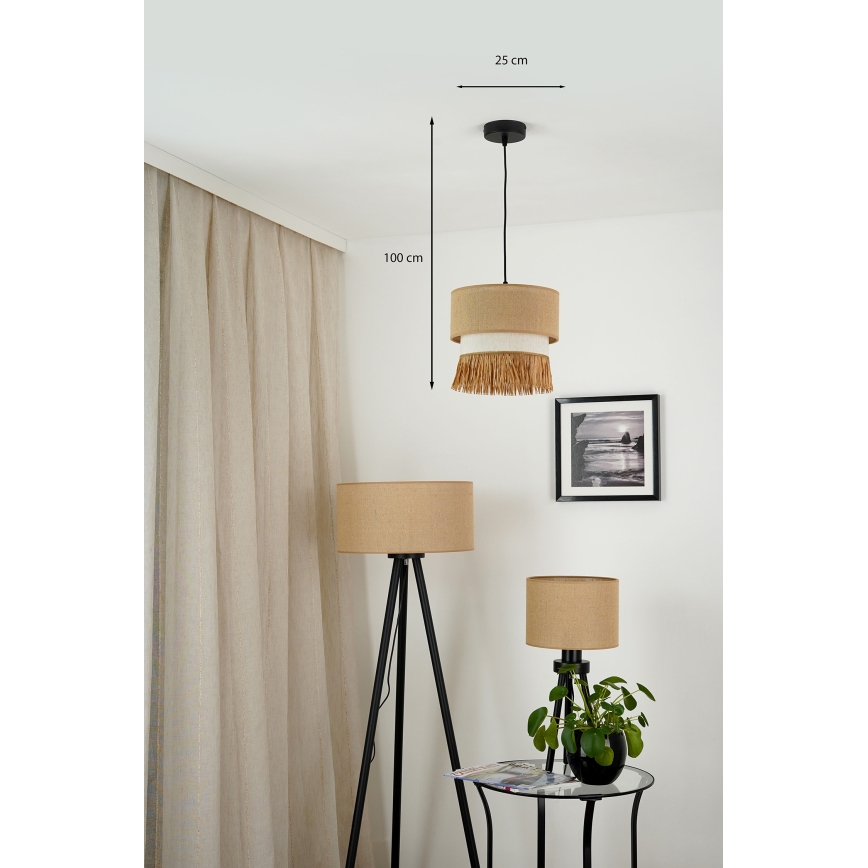 Brilagi - Candelabru suspendat pe cablu WINNETOU BOHO 1xE27/15W/230V diametru 25 cm maro/crem