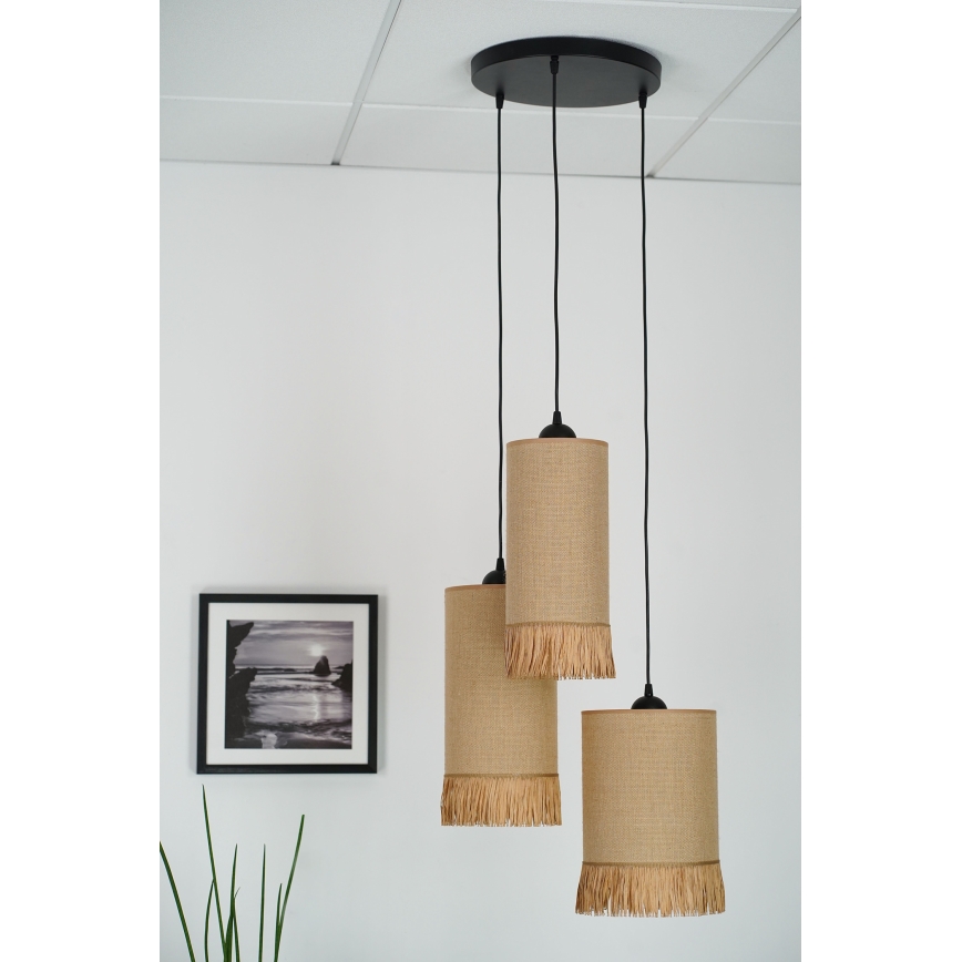 Brilagi - Candelabru suspendat pe cablu WINNETOU TUBES 3xE27/15W/230V maro/negru