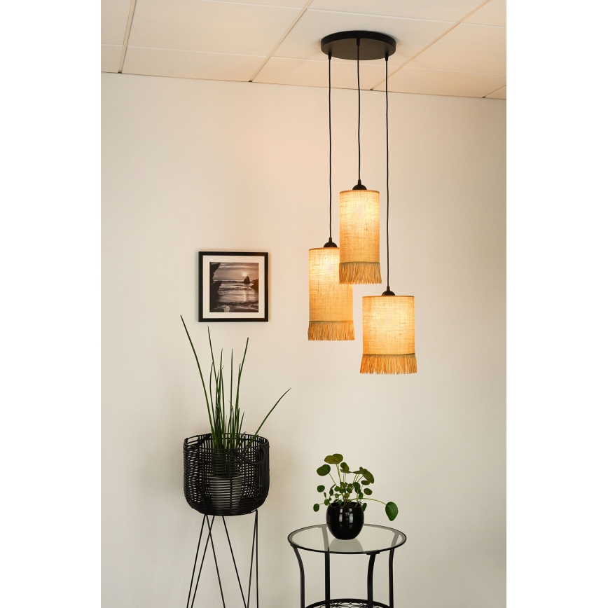 Brilagi - Candelabru suspendat pe cablu WINNETOU TUBES 3xE27/15W/230V maro/negru