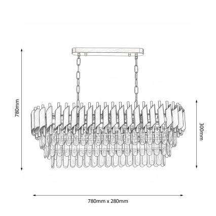 Brilagi - Candelabru pe lanț ECLIPSE, 10x E14/10W/230V, 78x28 cm, auriu