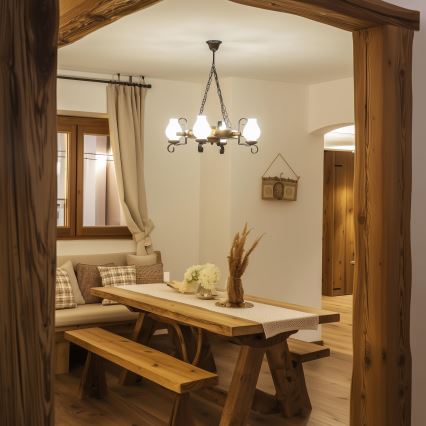 Brilagi - Candelabru pe lanț TIMONA 4xE14/40W/230V diam. 50 cm fag/nuc