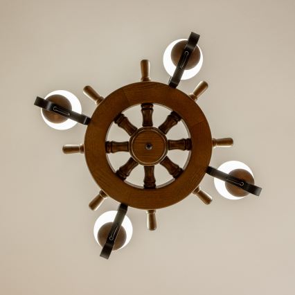 Brilagi - Candelabru pe lanț TIMONA 4xE14/40W/230V diam. 50 cm fag/nuc