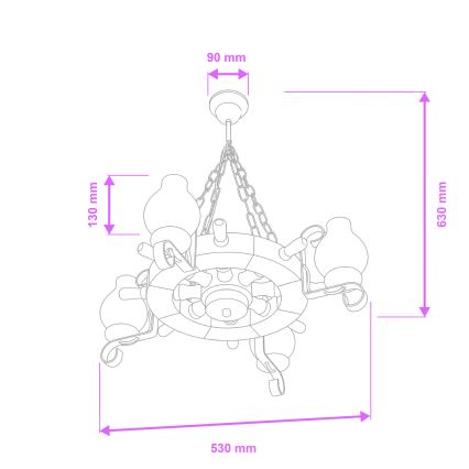 Brilagi - Candelabru pe lanț TIMONA 4xE14/40W/230V diam. 50 cm fag/nuc