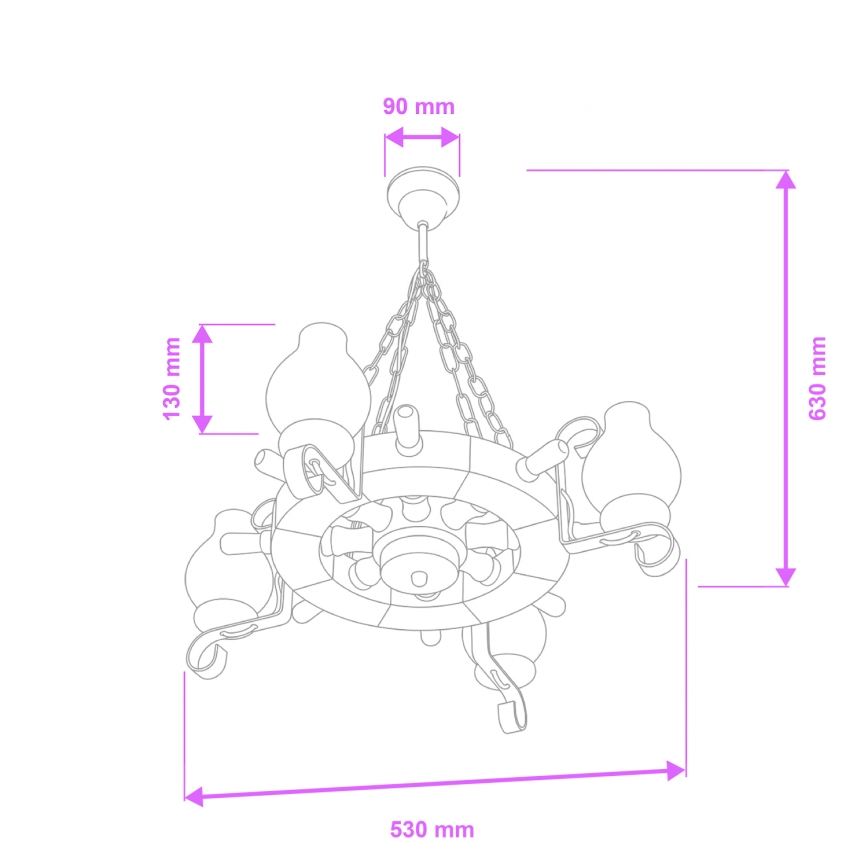 Brilagi - Candelabru pe lanț TIMONA 4xE14/40W/230V diam. 50 cm fag/nuc