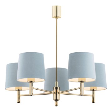 Brilagi - Candelabru pe tijă MONTE, 5 x E27, 15 W, 230 V, albastru/auriu
