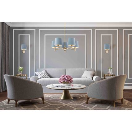Brilagi - Candelabru pe tijă MONTE, 5 x E27, 15 W, 230 V, albastru/auriu
