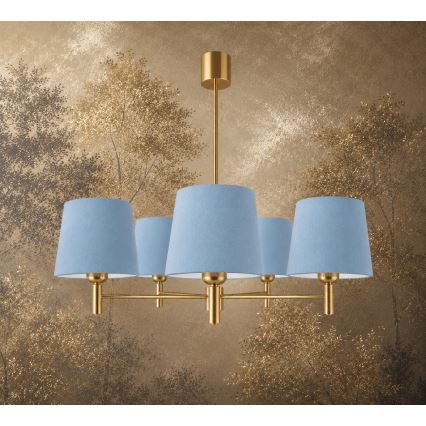 Brilagi - Candelabru pe tijă MONTE, 5 x E27, 15 W, 230 V, albastru/auriu