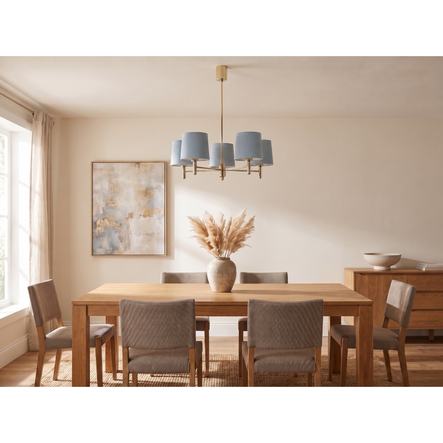 Brilagi - Candelabru pe tijă MONTE, 5 x E27, 15 W, 230 V, albastru/auriu