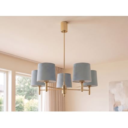 Brilagi - Candelabru pe tijă MONTE, 5 x E27, 15 W, 230 V, albastru/auriu