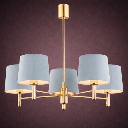 Brilagi - Candelabru pe tijă MONTE, 5 x E27, 15 W, 230 V, albastru/auriu