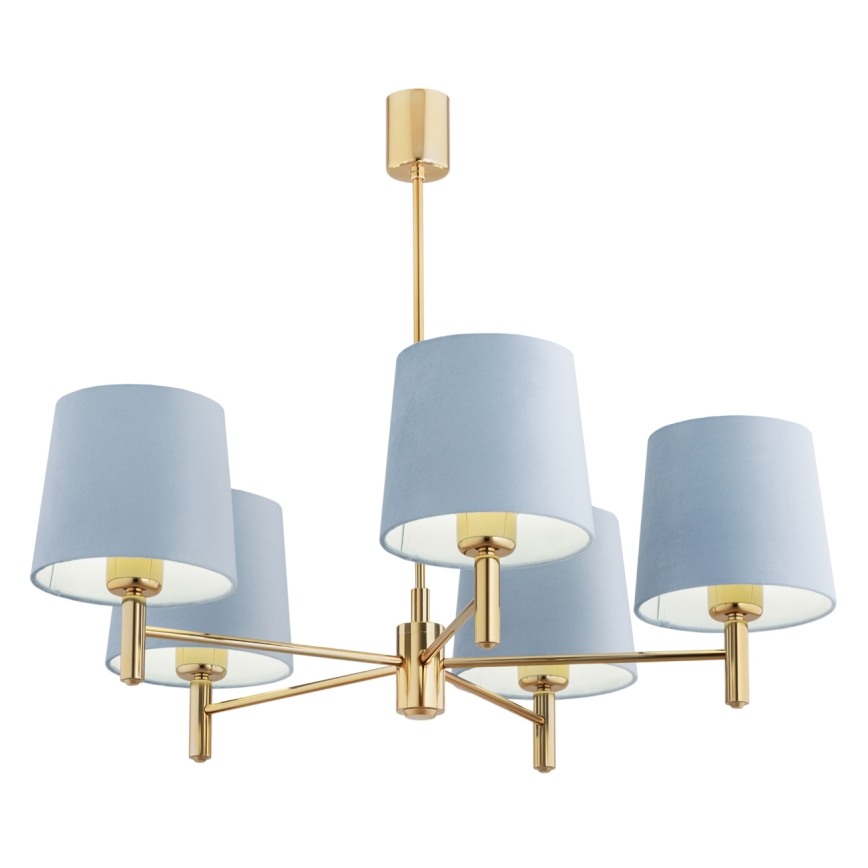 Brilagi - Candelabru pe tijă MONTE, 5 x E27, 15 W, 230 V, albastru/auriu
