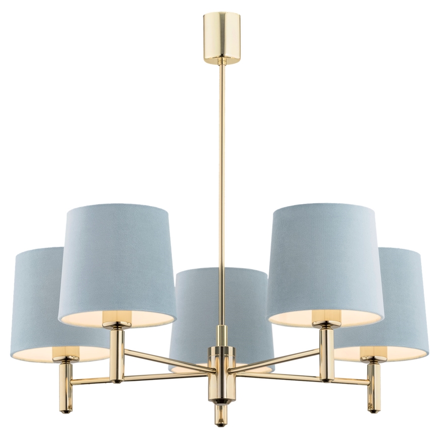 Brilagi - Candelabru pe tijă MONTE, 5 x E27, 15 W, 230 V, albastru/auriu