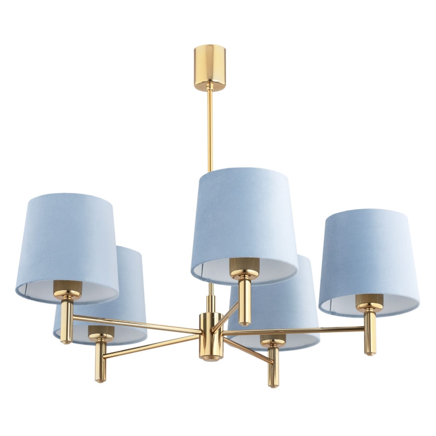 Brilagi - Candelabru pe tijă MONTE, 5 x E27, 15 W, 230 V, albastru/auriu
