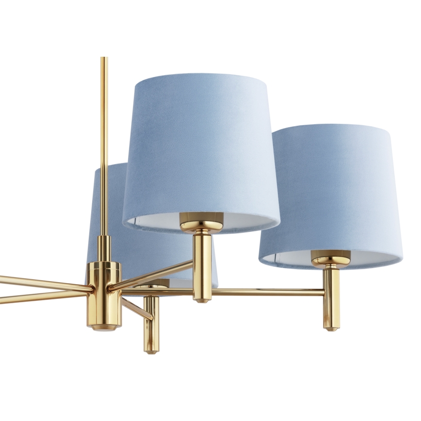 Brilagi - Candelabru pe tijă MONTE, 5 x E27, 15 W, 230 V, albastru/auriu