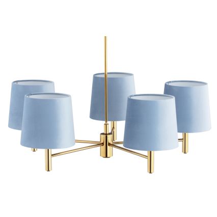 Brilagi - Candelabru pe tijă MONTE, 5 x E27, 15 W, 230 V, albastru/auriu