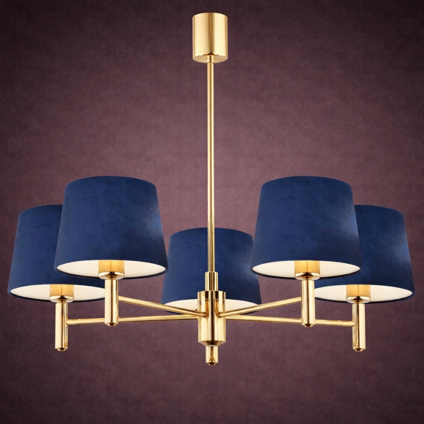 Brilagi - Candelabru pe tijă MONTE, 5xE27/15W/230V, albastru/auriu