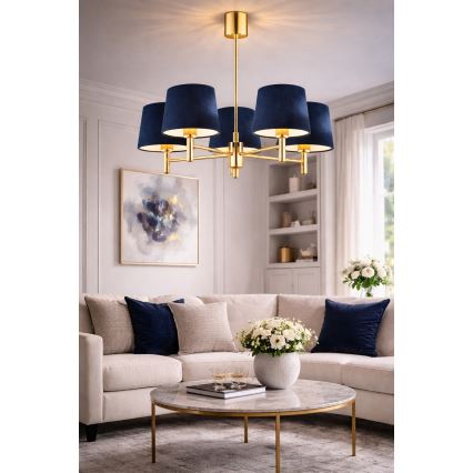 Brilagi - Candelabru pe tijă MONTE, 5xE27/60W/230V, albastru/auriu