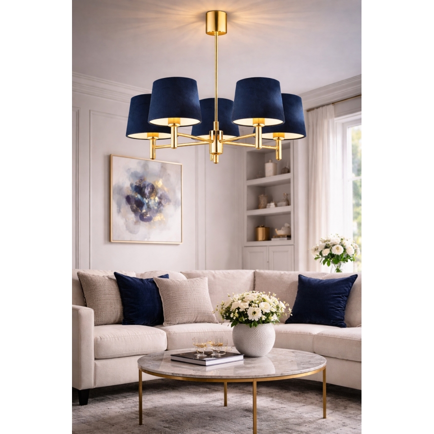 Brilagi - Candelabru pe tijă MONTE, 5xE27/60W/230V, albastru/auriu