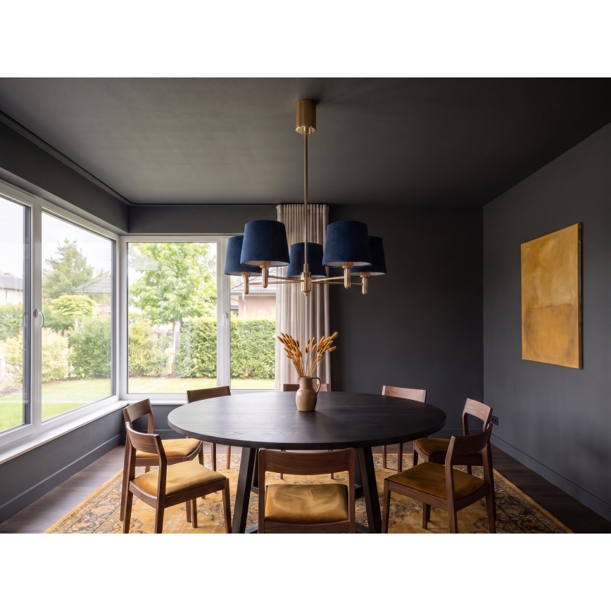 Brilagi - Candelabru pe tijă MONTE, 5xE27/60W/230V, albastru/auriu