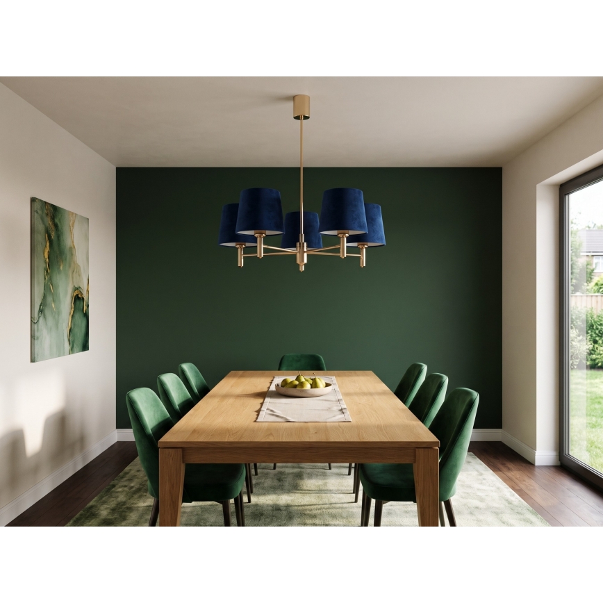 Brilagi - Candelabru pe tijă MONTE, 5xE27/60W/230V, albastru/auriu