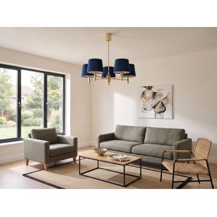 Brilagi - Candelabru pe tijă MONTE, 5xE27/60W/230V, albastru/auriu