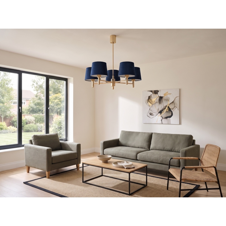 Brilagi - Candelabru pe tijă MONTE, 5xE27/60W/230V, albastru/auriu