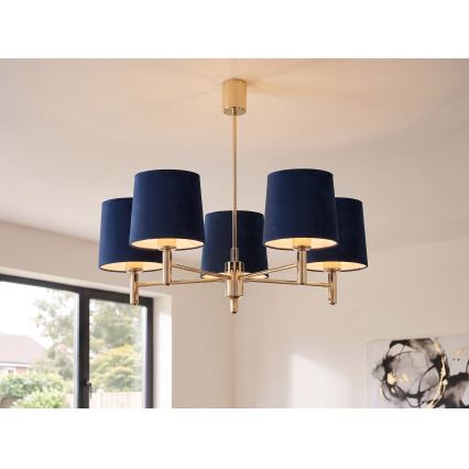 Brilagi - Candelabru pe tijă MONTE, 5xE27/60W/230V, albastru/auriu