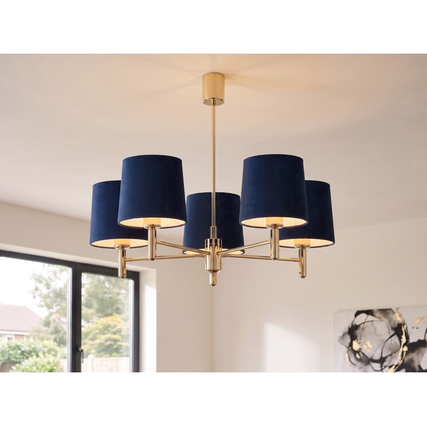 Brilagi - Candelabru pe tijă MONTE, 5xE27/60W/230V, albastru/auriu