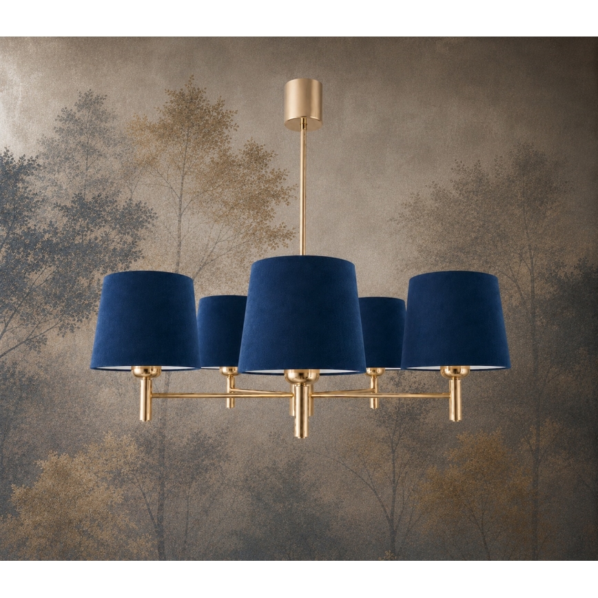 Brilagi - Candelabru pe tijă MONTE, 5xE27/60W/230V, albastru/auriu