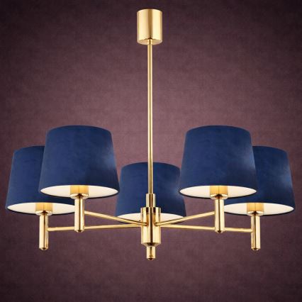 Brilagi - Candelabru pe tijă MONTE, 5xE27/60W/230V, albastru/auriu