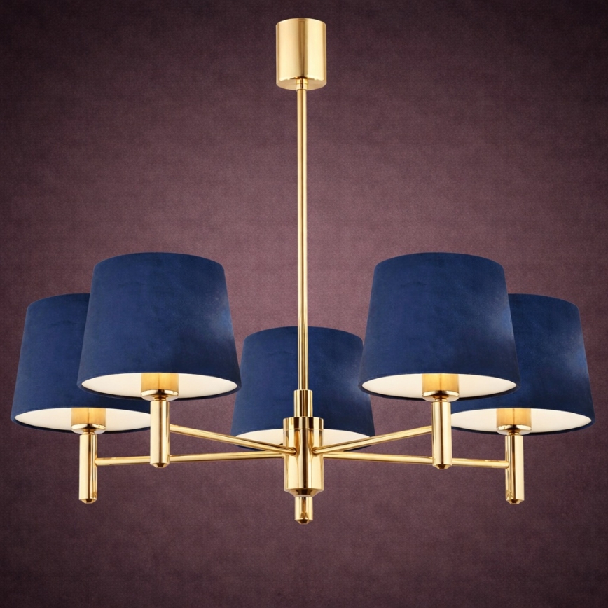 Brilagi - Candelabru pe tijă MONTE, 5xE27/60W/230V, albastru/auriu
