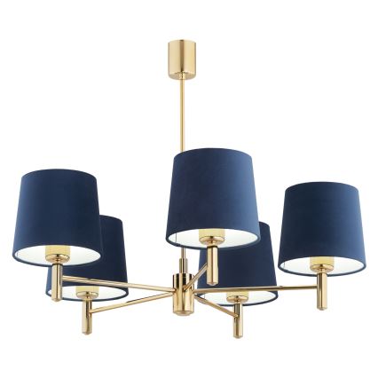 Brilagi - Candelabru pe tijă MONTE, 5xE27/60W/230V, albastru/auriu