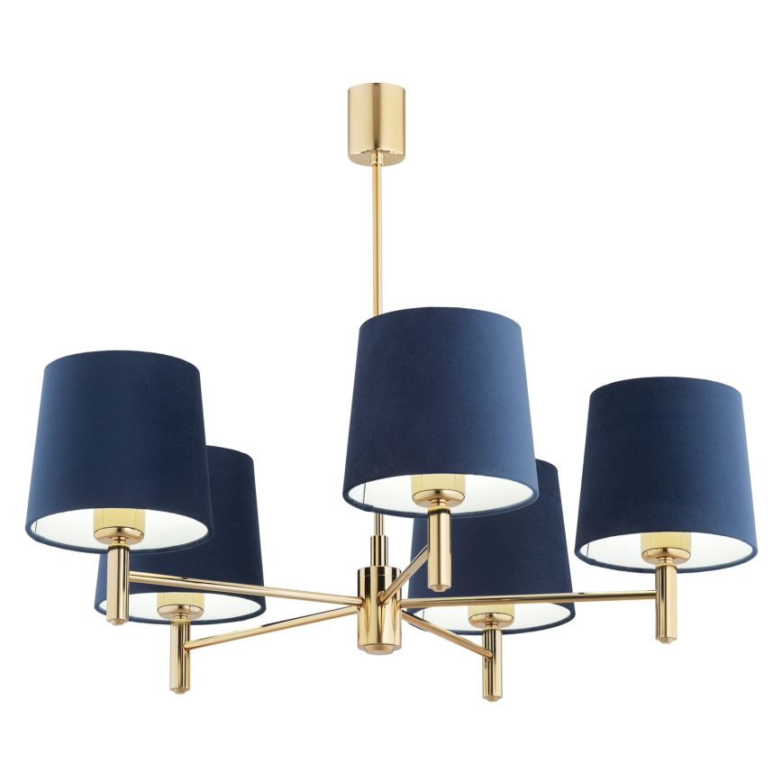 Brilagi - Candelabru pe tijă MONTE, 5xE27/60W/230V, albastru/auriu