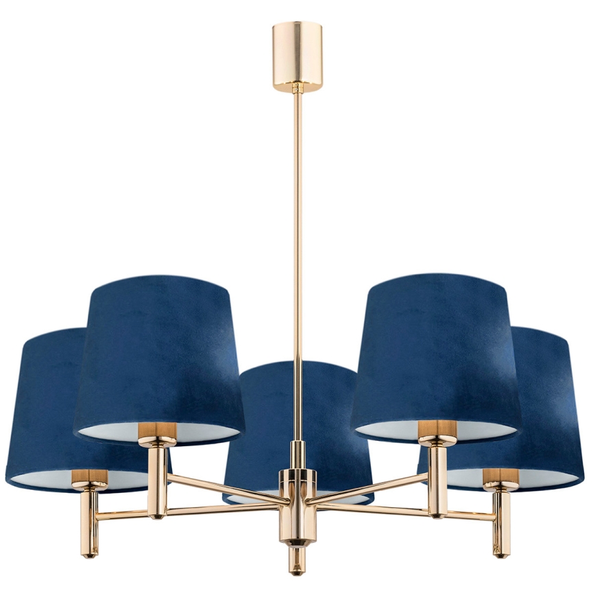 Brilagi - Candelabru pe tijă MONTE, 5xE27/60W/230V, albastru/auriu