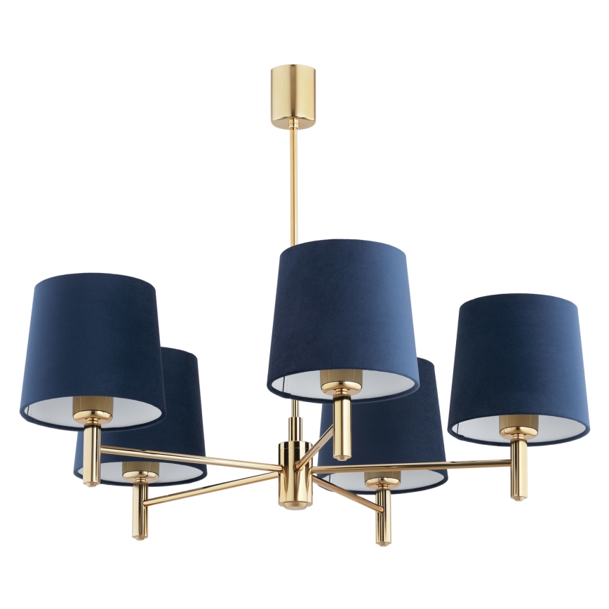 Brilagi - Candelabru pe tijă MONTE, 5xE27/60W/230V, albastru/auriu
