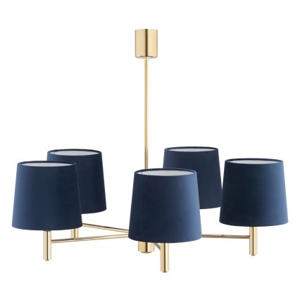 Brilagi - Candelabru pe tijă MONTE, 5xE27/60W/230V, albastru/auriu