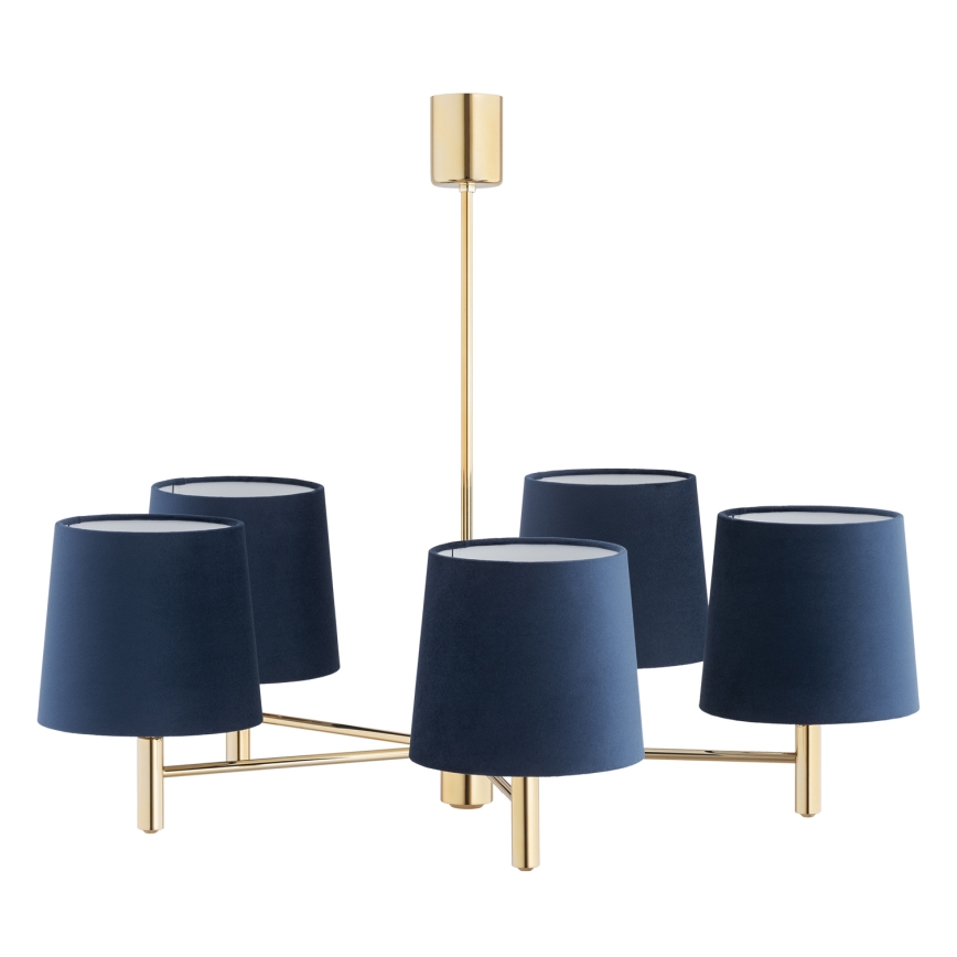 Brilagi - Candelabru pe tijă MONTE, 5xE27/60W/230V, albastru/auriu