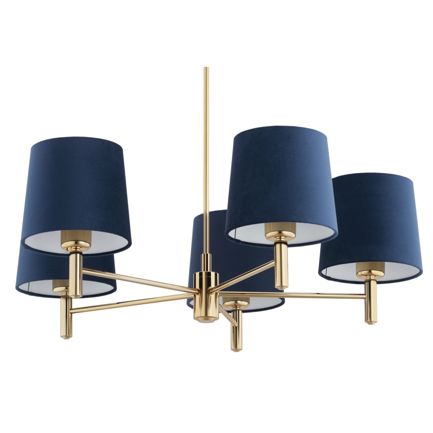 Brilagi - Candelabru pe tijă MONTE, 5xE27/60W/230V, albastru/auriu
