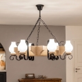 Brilagi - Candelabru QUEEN suspendat pe lanț, 6xE14/40W/230V, stejar