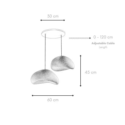 Brilagi - Candelabru suspendat cu cablu WABI SABI, 2xE27/40W/230V, Ø 60 cm, alb