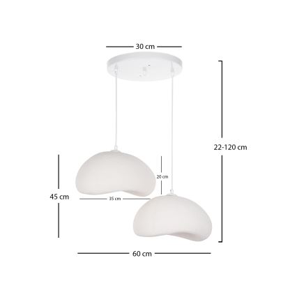 Brilagi - Candelabru suspendat cu cablu WABI SABI, 2xE27/40W/230V, Ø 60 cm, alb