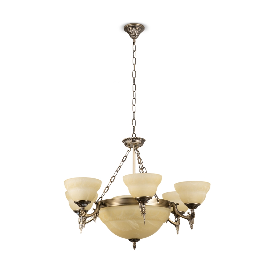 BRILAGI - Candelabru suspendat cu lanț DAHLIA 9xE27/40W/230V Ø 74 cm alamă