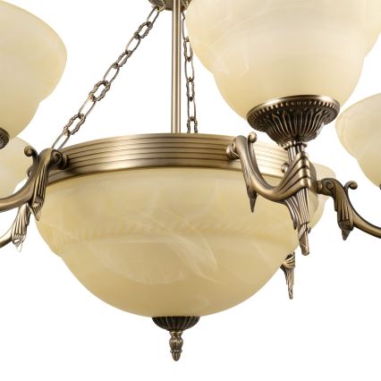 BRILAGI - Candelabru suspendat cu lanț DAHLIA 9xE27/40W/230V Ø 74 cm alamă