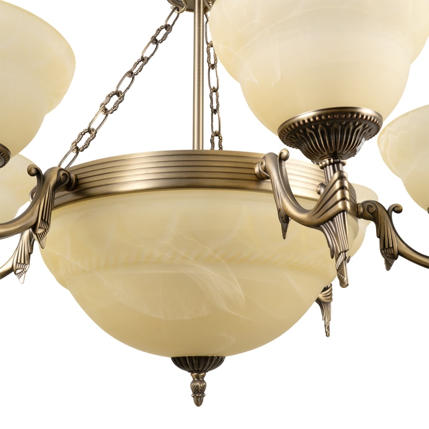 BRILAGI - Candelabru suspendat cu lanț DAHLIA 9xE27/40W/230V Ø 74 cm alamă