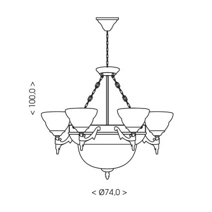 Brilagi - Candelabru suspendat cu lanț DAHLIA 9xE27/40W/230V Ø 74 cm alamă