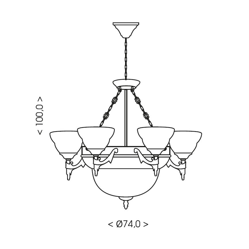 Brilagi - Candelabru suspendat cu lanț DAHLIA 9xE27/40W/230V Ø 74 cm alamă