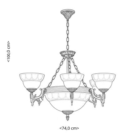 BRILAGI - Candelabru suspendat cu lanț DAHLIA 9xE27/40W/230V Ø 74 cm alamă